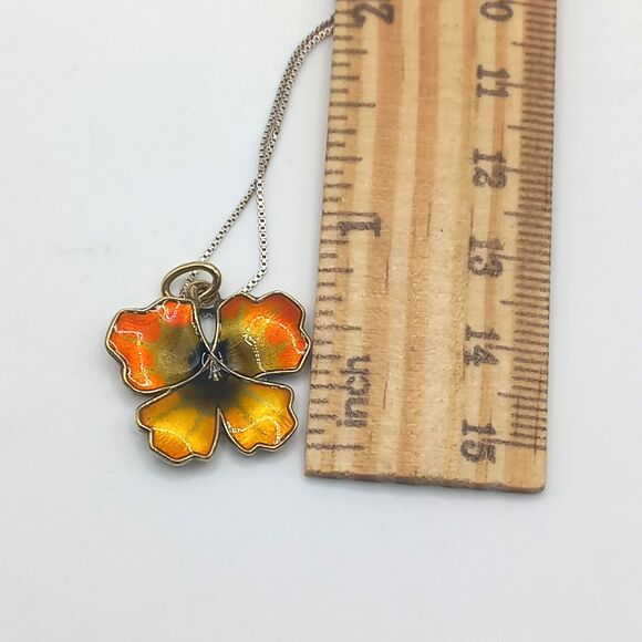 David Andersen Norway Vintage Sterling Silver Enamel Pansy Pendant DA - Picture 6 of 6